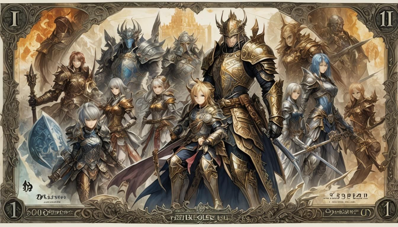 Lineage II Color Banknote Art Illustration