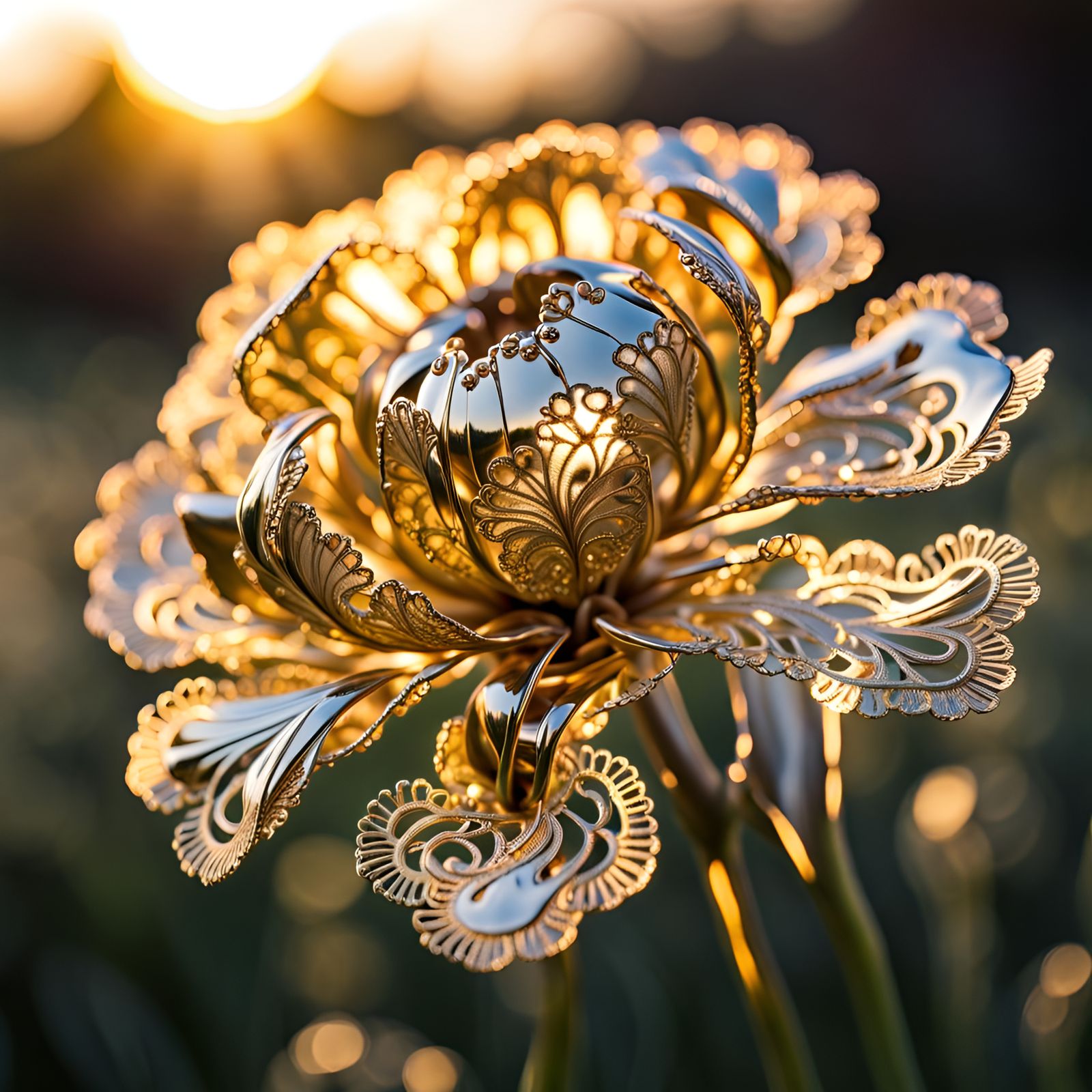 Gold and Platinum Carnation Close-Up