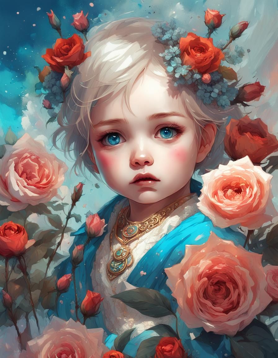 Enchanting Rose Fairy: A Colorful 2D Spring Portrait