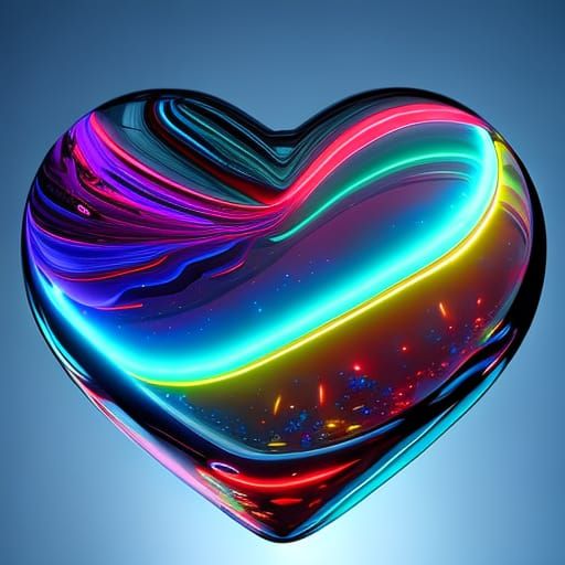 Heart-Shaped Bulb with Electric Sparks, Filmic Digital Art