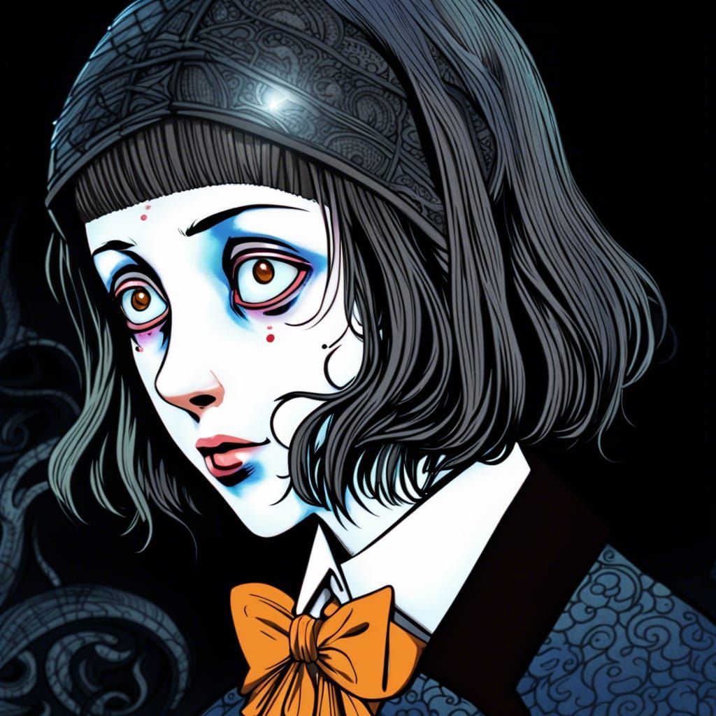 Creepy Horror Anime Portrait Inspired by Junji Ito