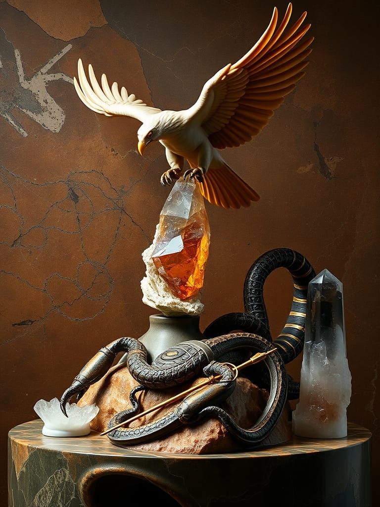 Scorpion to Eagle Transformation in Greek Marble Style