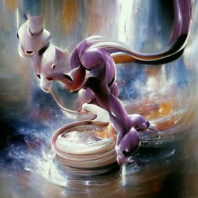 Mewtwo Portrait in Oil Painting Style