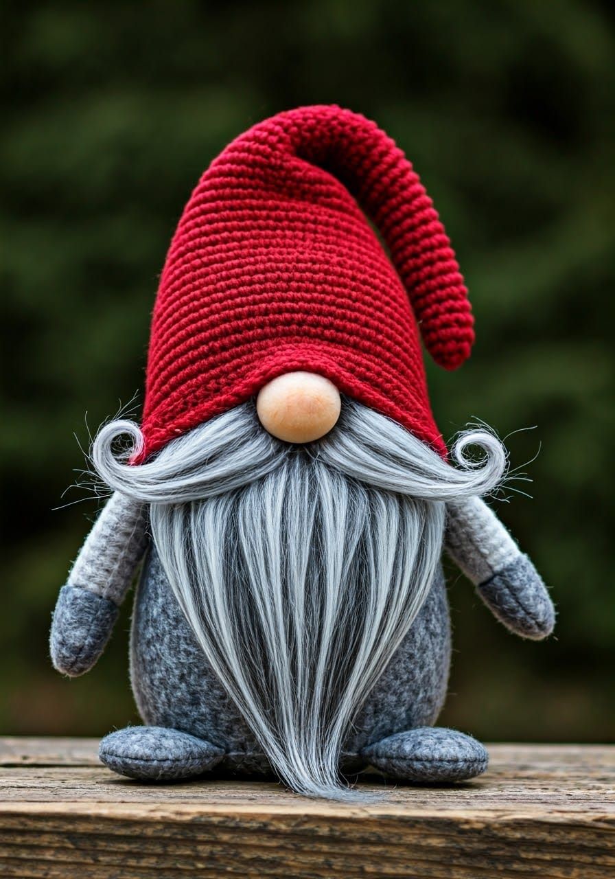 Adorable Gnome with Whimsical Beard and Mustache