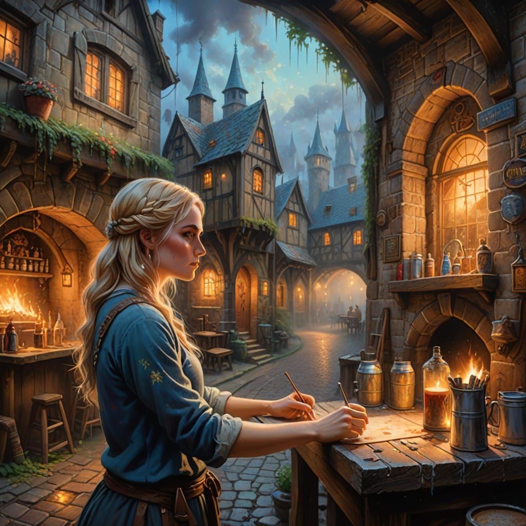 Woman Spray-Paints Medieval Tavern Mural in Urban Decay