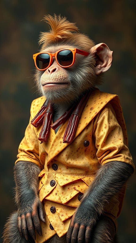 Monkey in Swanky Food Attire