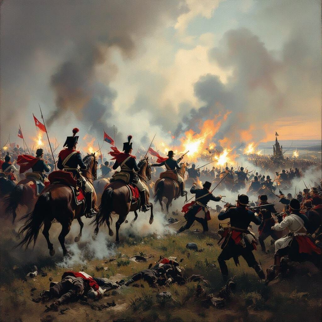 Grand Oil Painting of the Battle of Leipzig