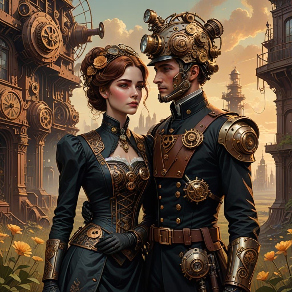 Steampunk Romance in Whimsical Post-Apocalyptic Ruins