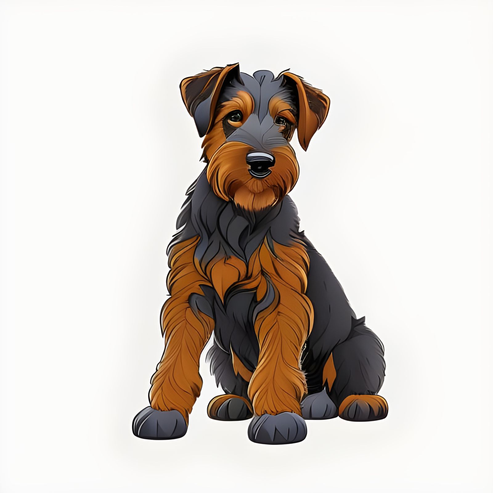 Adorable Airedale Puppy in Kawaii Anime Style