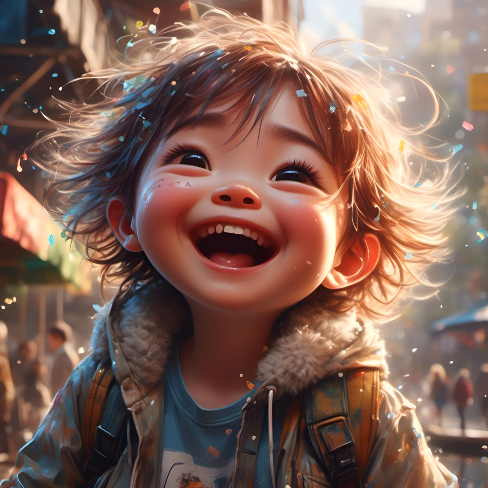 Laughing Duckling Portrait in Splatter Graffiti Style