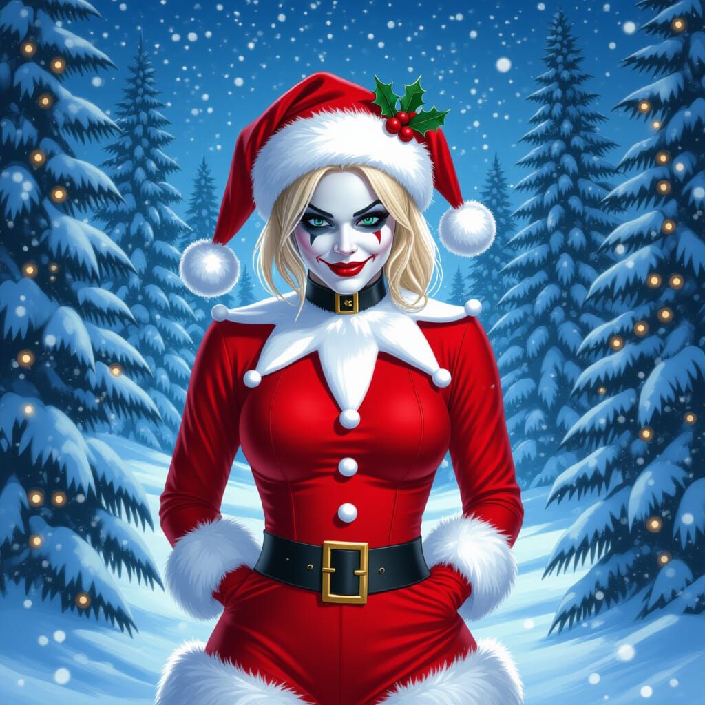 Festive Harley Quinn in Winter Wonderland