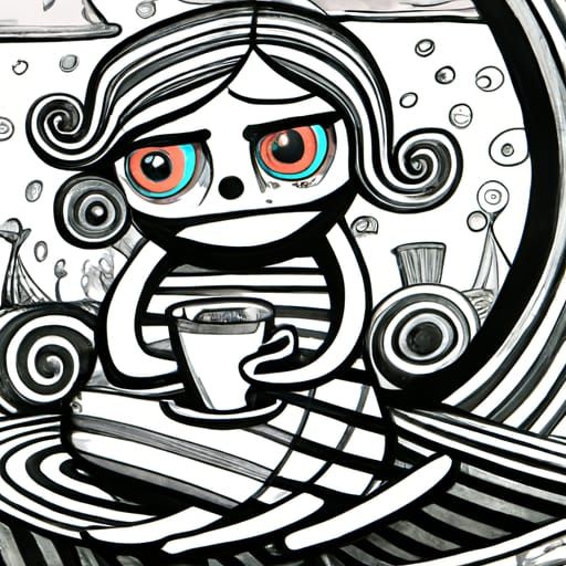 Sad Character at Window in Powerpuff Style