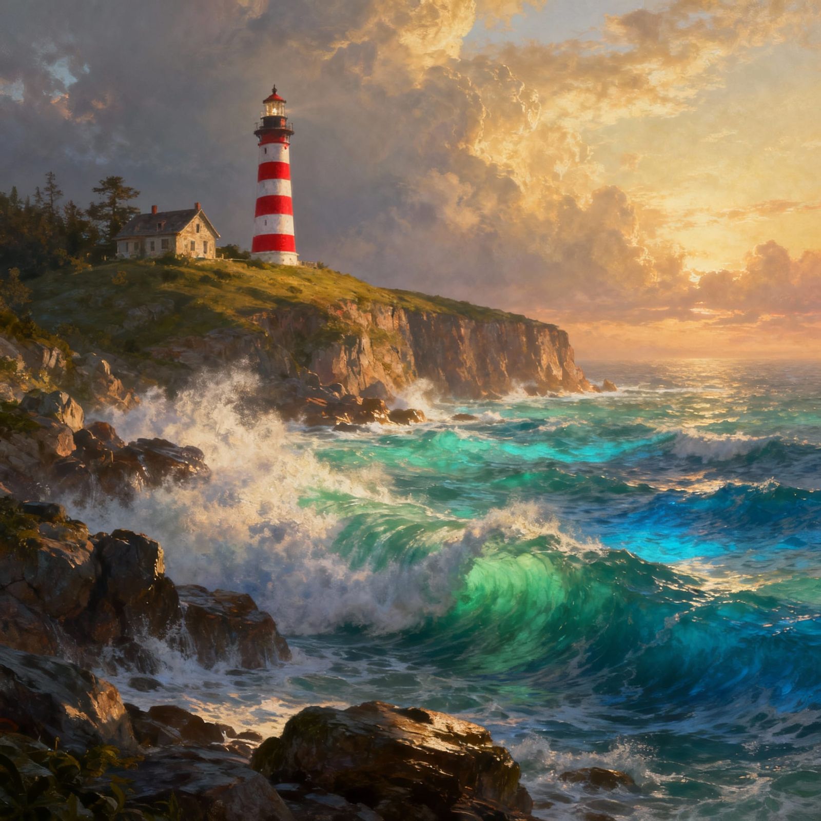 Fantasy Coastal Landscape at Golden Hour