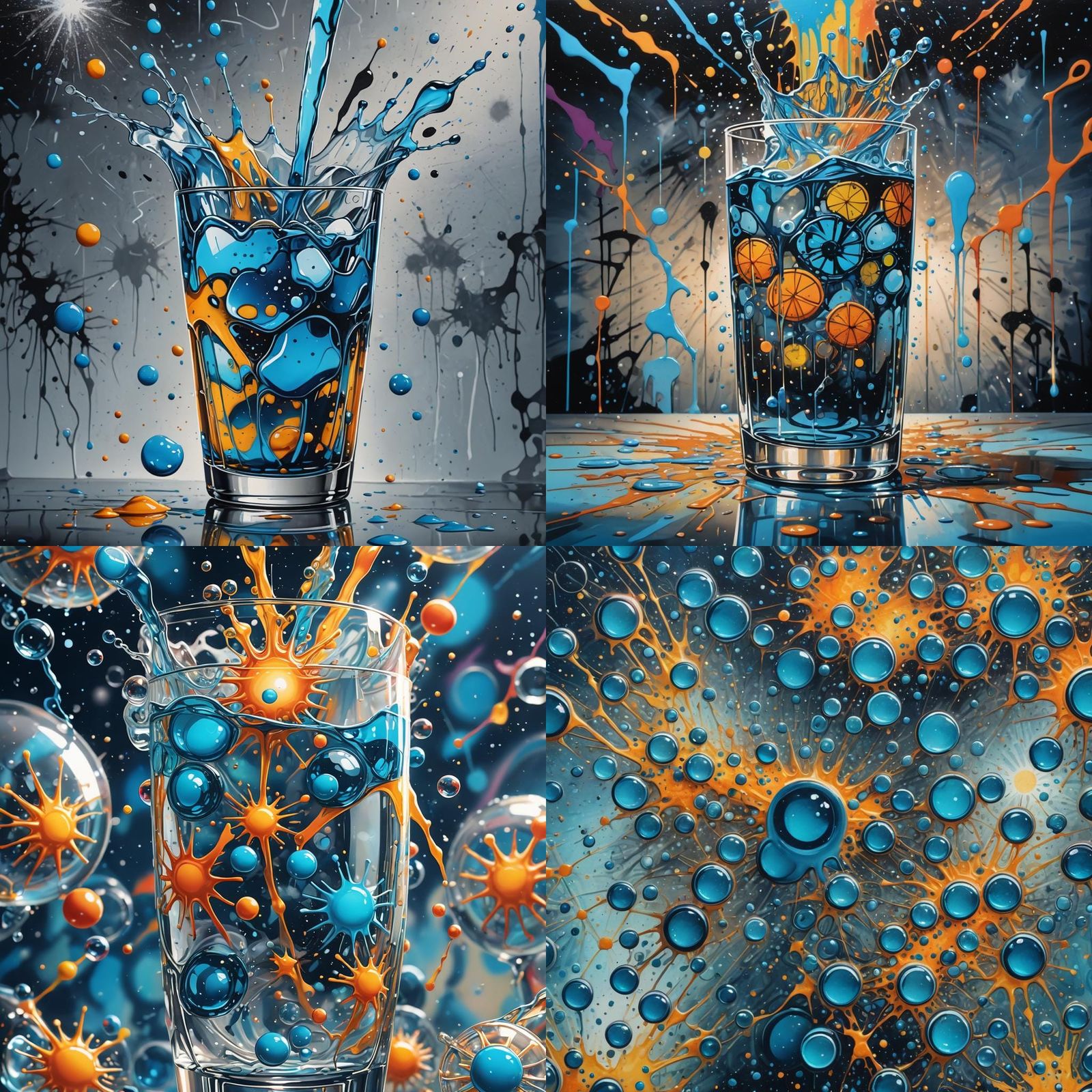 Hydrogen Water in Graffiti Splash Art Style