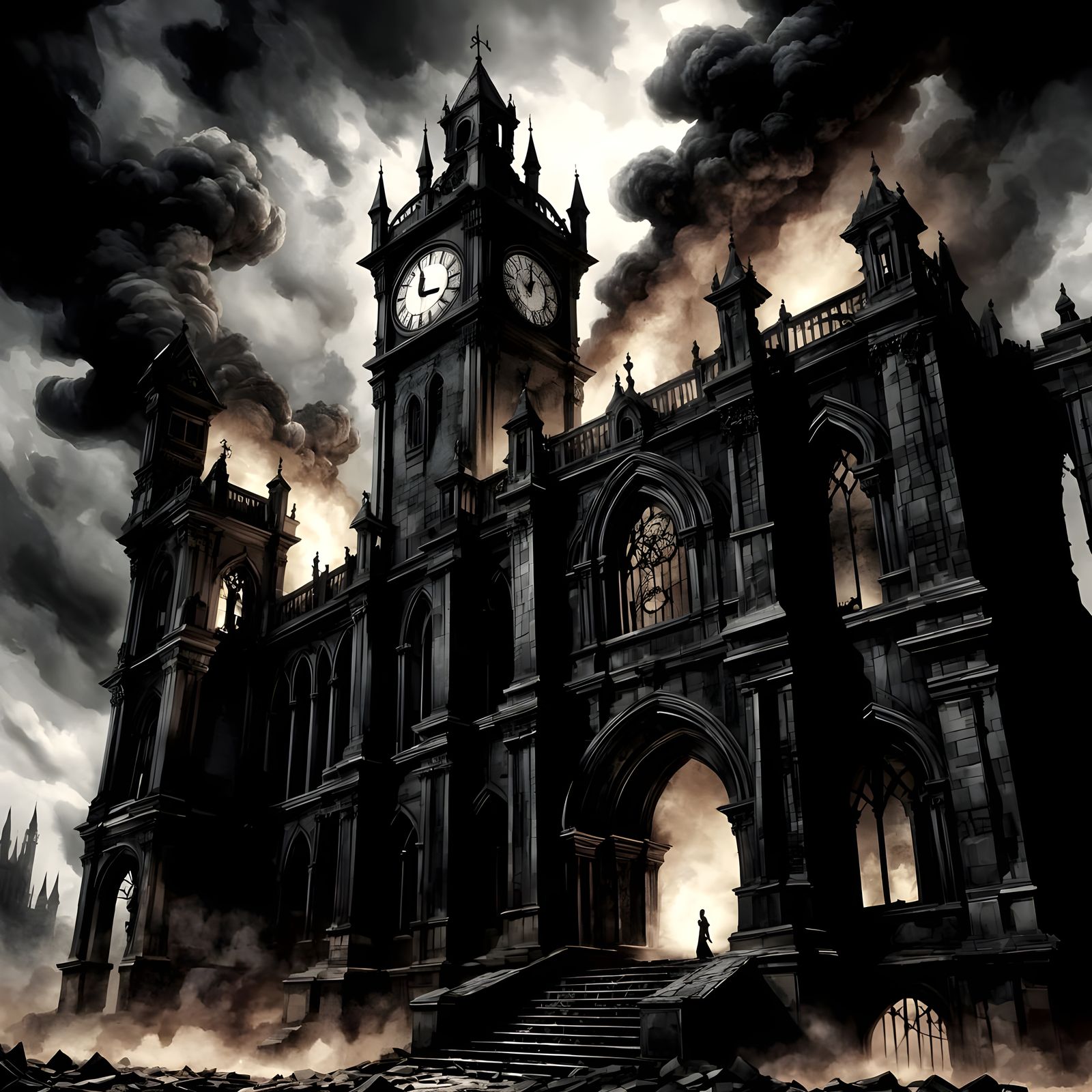 Ruath Dremmu arrives at the smoldering ruins of The Dark Academy