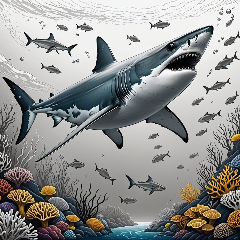 Scientifically Accurate Mako Shark Line Art for Adult Colori...