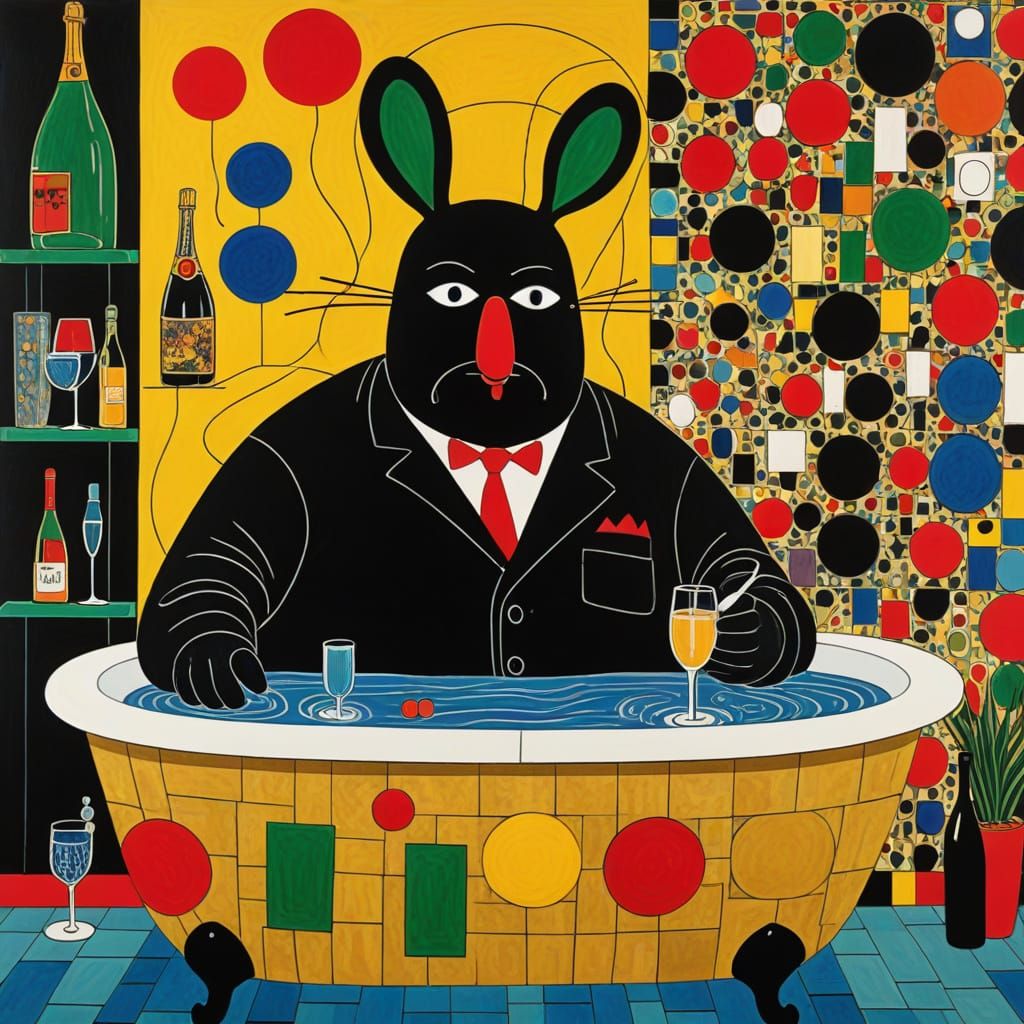 Humorous Supervillain Bathtub Relaxation in Comic Book Style