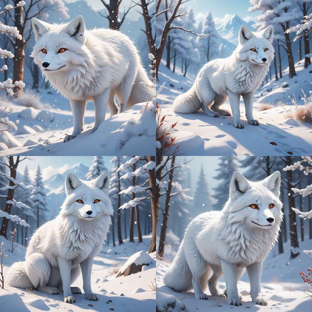 White Fox in Winter Wonderland