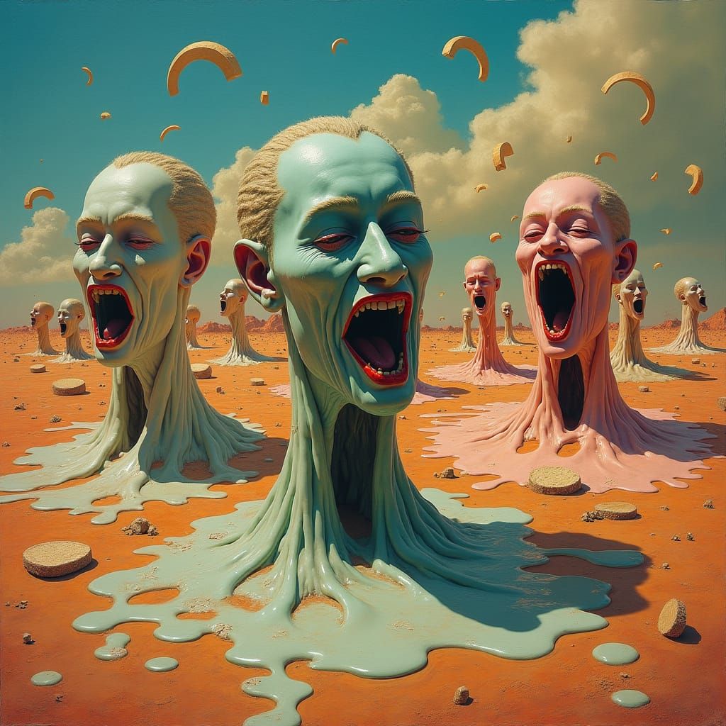 Surrealist Melting Desert Landscape in Vivid Colors