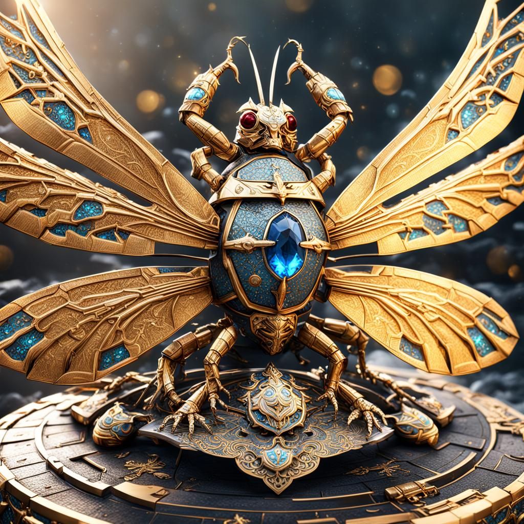 Samurai Warrior in Armor with Dragonfly Emblem