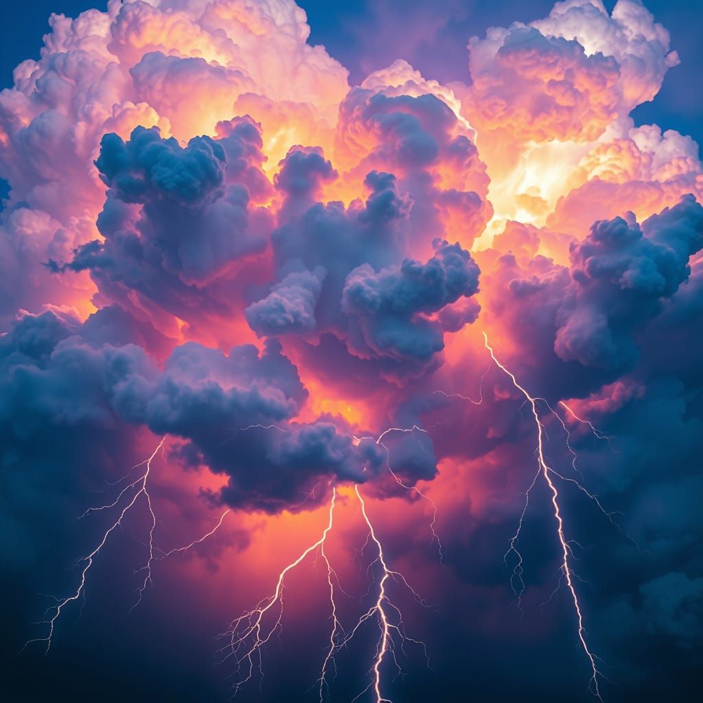 Vibrant Thunderstorm Captured in Hyperrealistic Detail