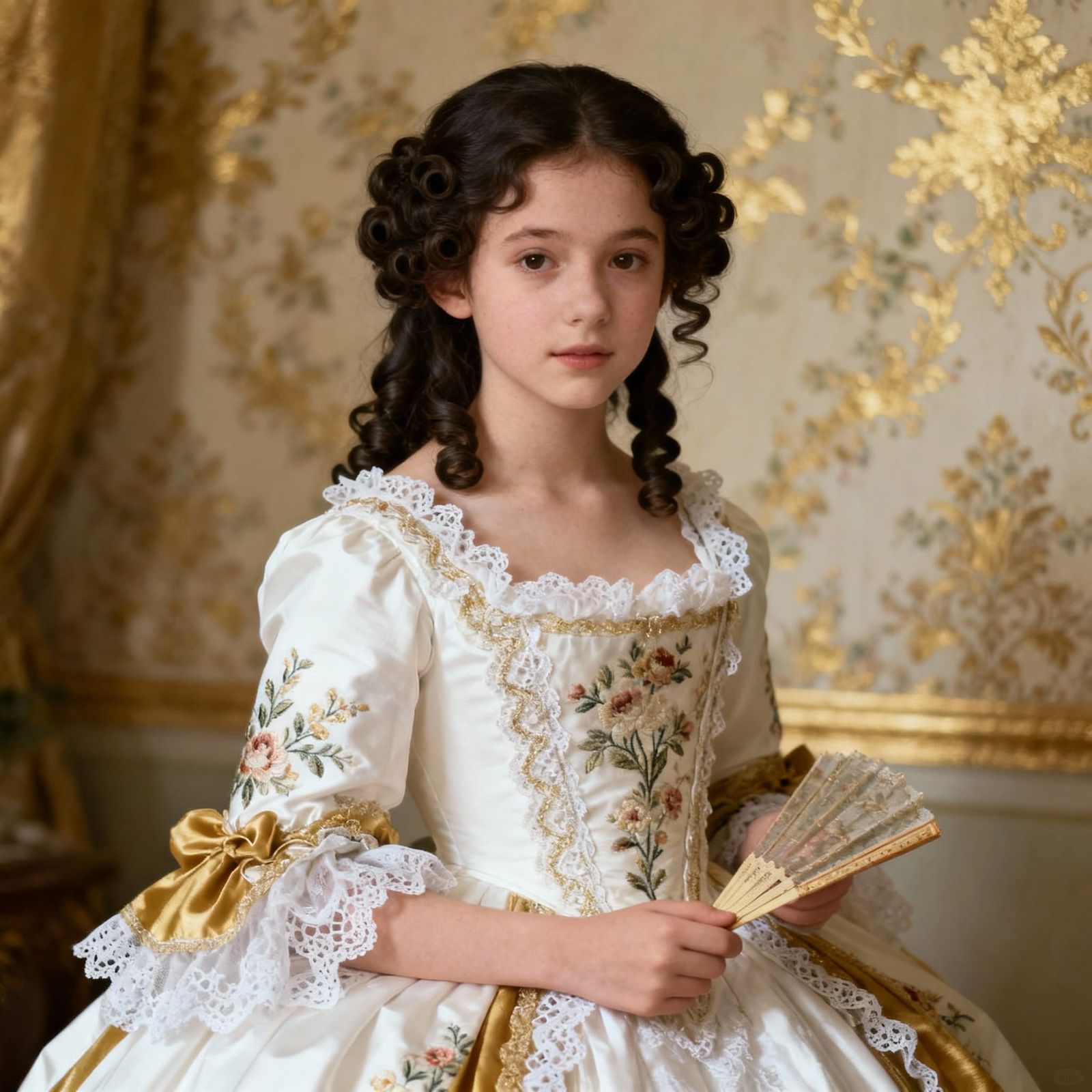 Young Woman in Intricate 18th Century Gown