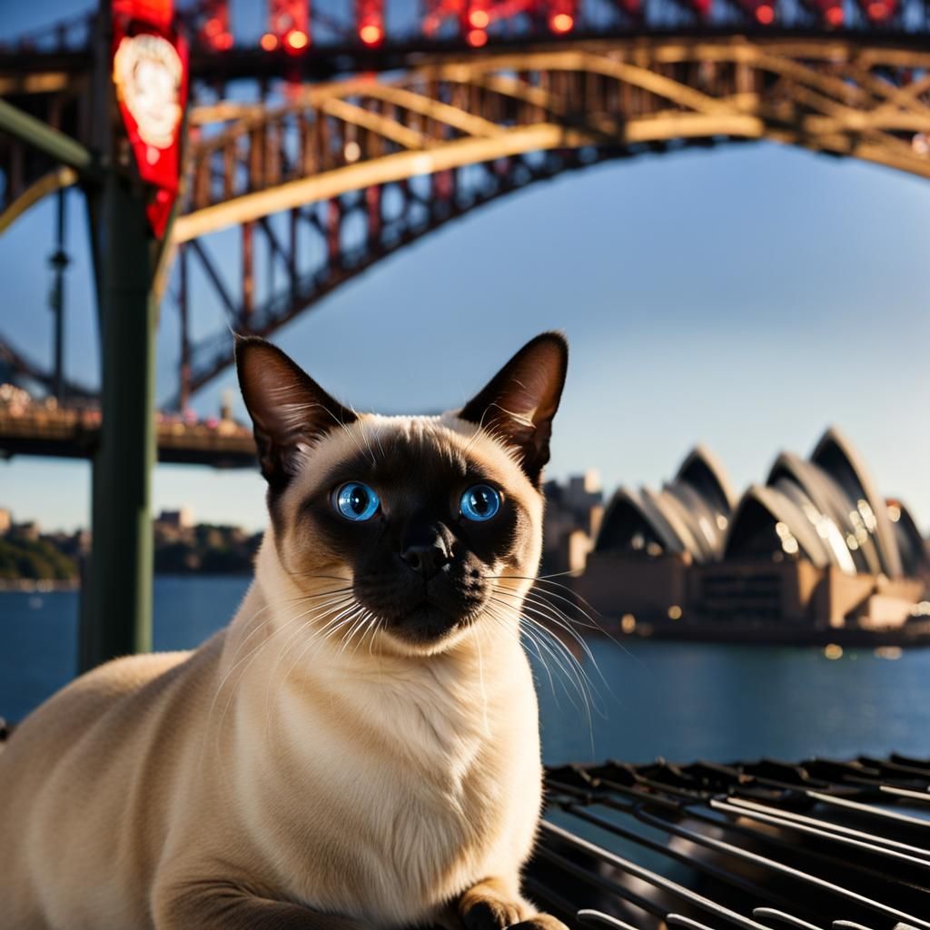 Siamese Cat at Sydney Harbour Barbecue