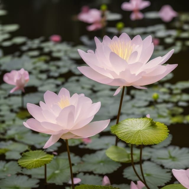 Ethereal Lotus Flowers in Pastel Dreamscape