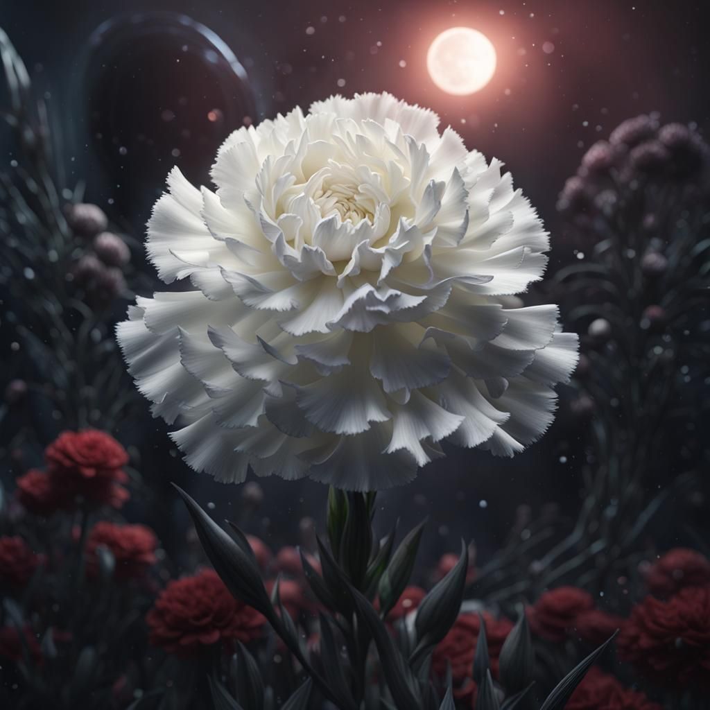 White Carnation Under Mystical Black Sun