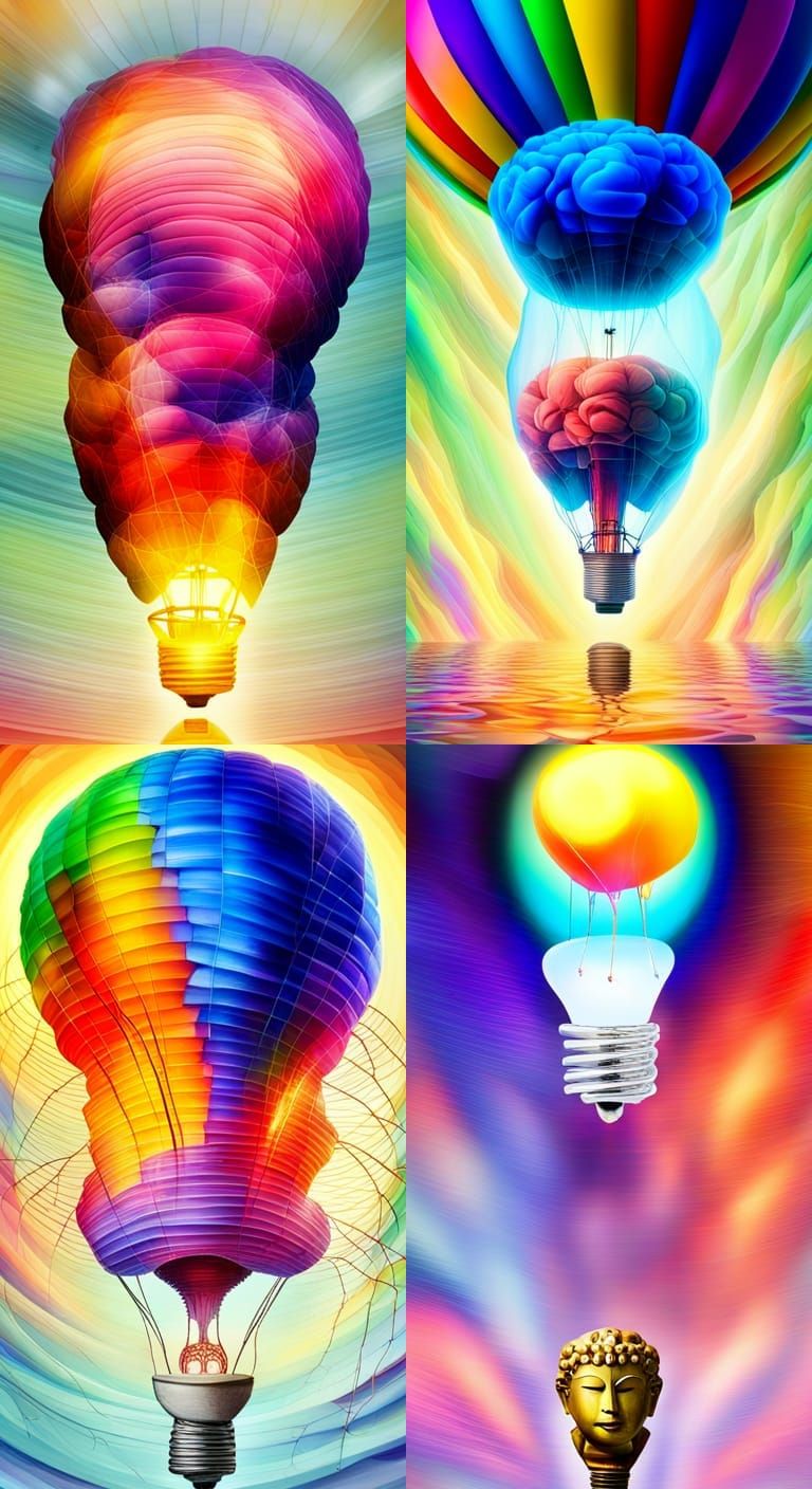 Surreal Hot Air Balloon Brain with Tesla Coil