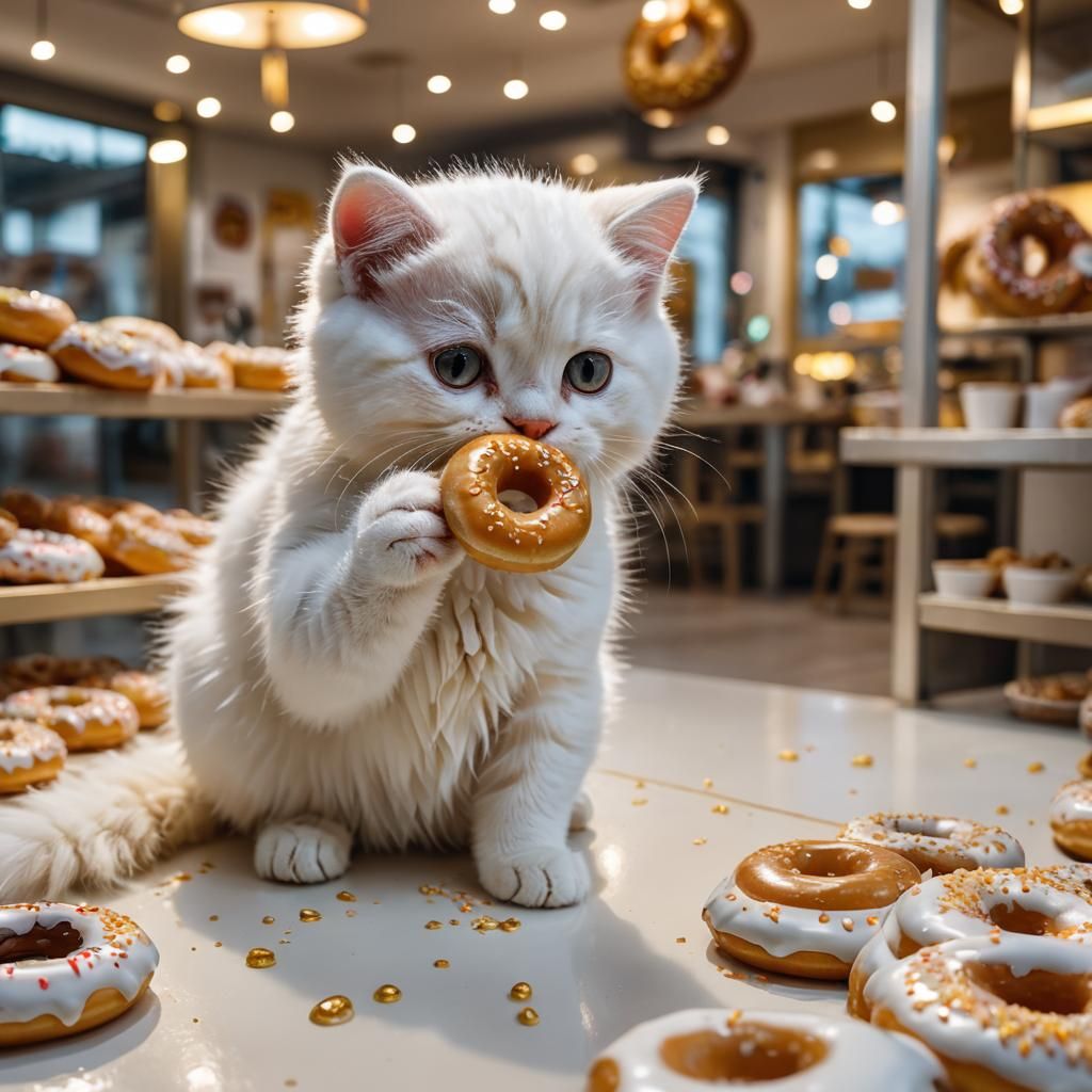 Kitten's Donut Delight: Hyper-Realistic Macro Photography