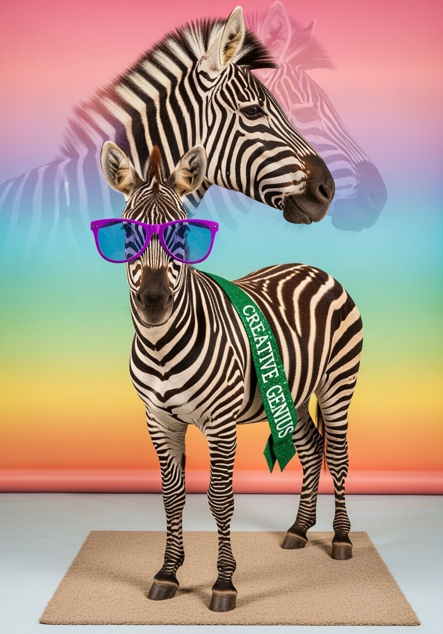 Zebra's 1970s Mall Portrait with Sunglasses