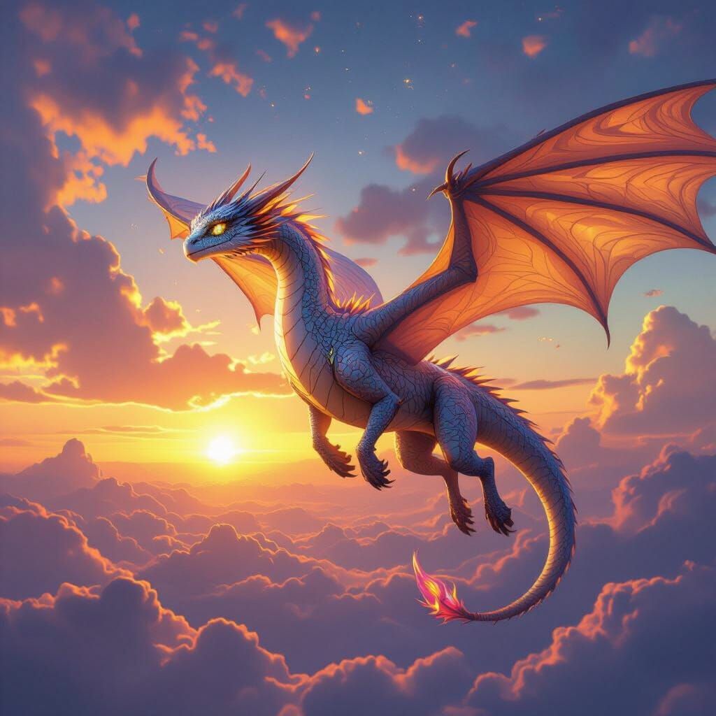 Majestic Light Fury Dragon Soars in Celestial Sky
