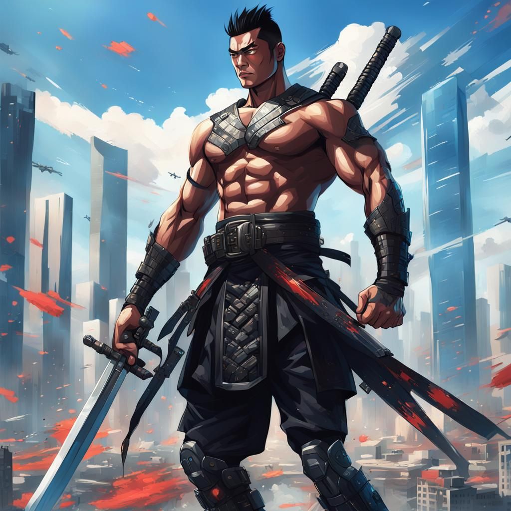 Cyberpunk Samurai Concept Art in Hyperrealistic Style