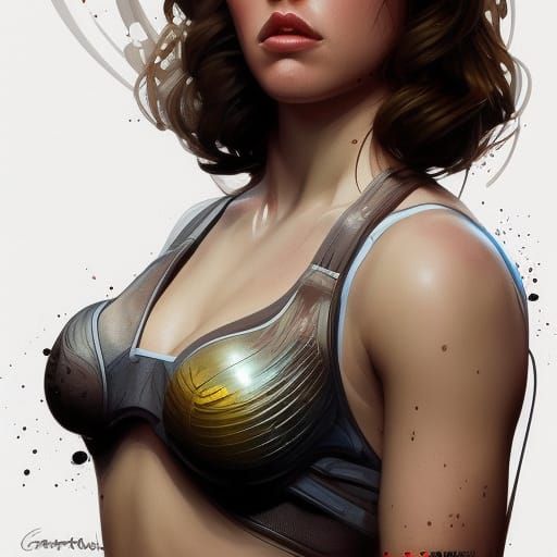 Bikini Portrait in Hyperdetailed Art Style