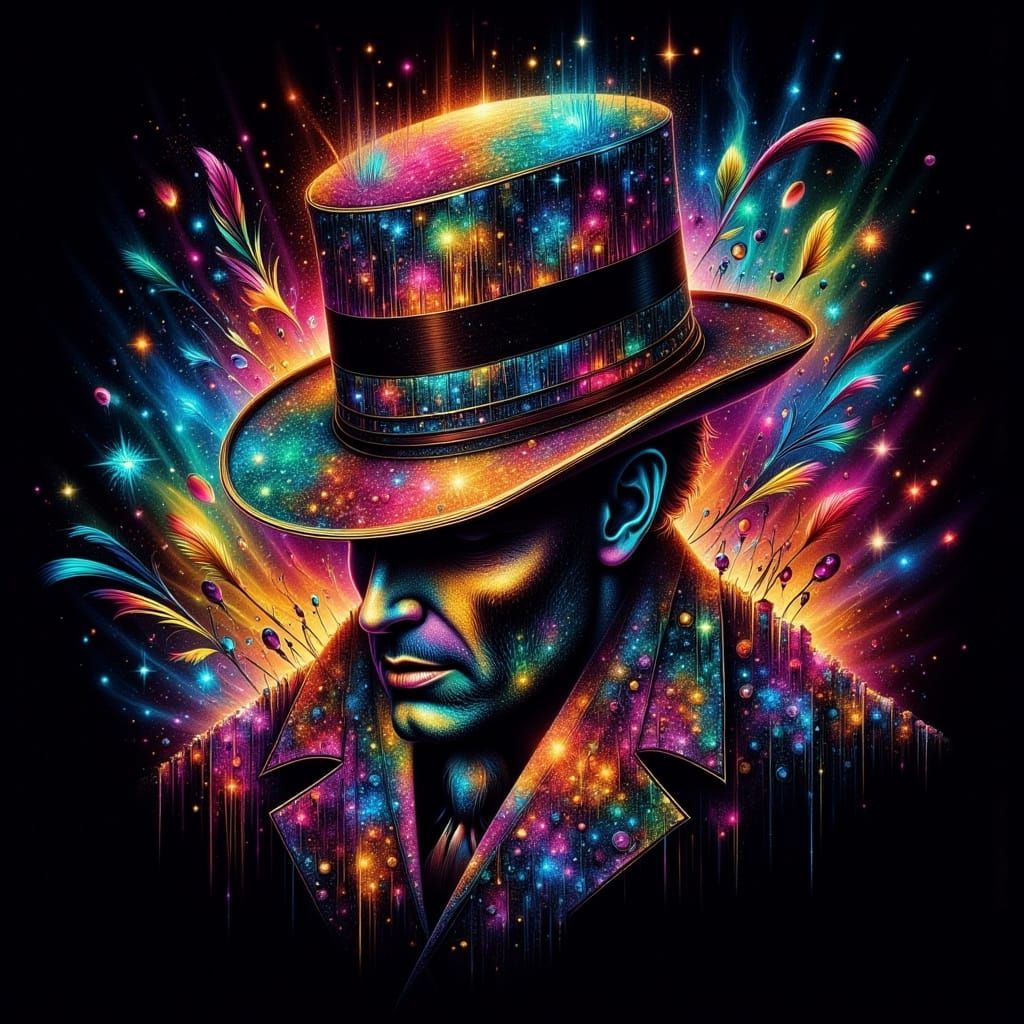 Neon Circus Magician Dreamscape in Abstract Style