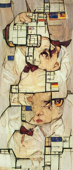 Cyberpunk Chibi Figure in Mondrian Style