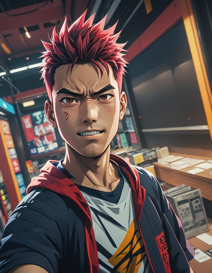 Dynamic Manga Character in Anime Style