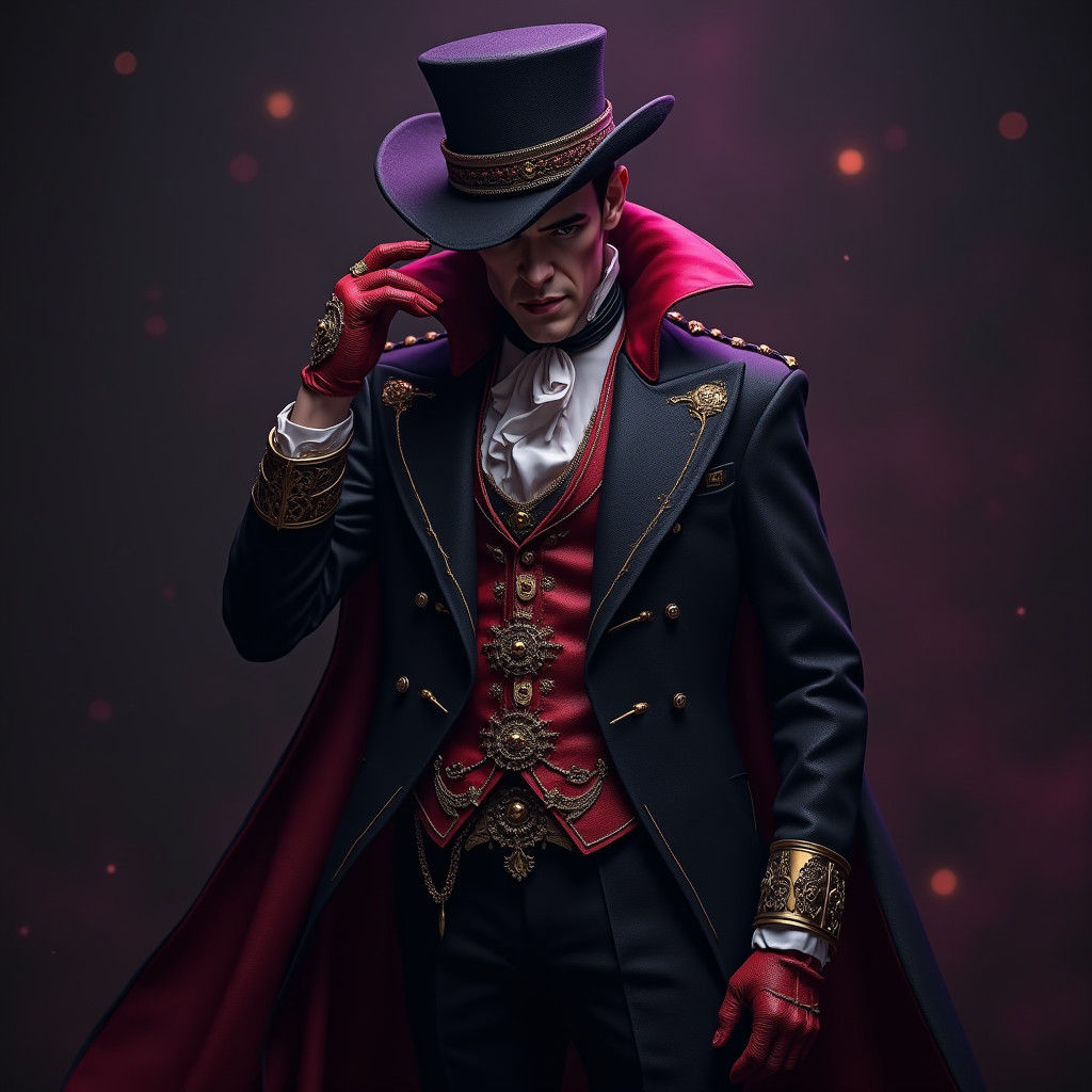 Steampunk Vampire Gentleman in Alphonse Mucha Style