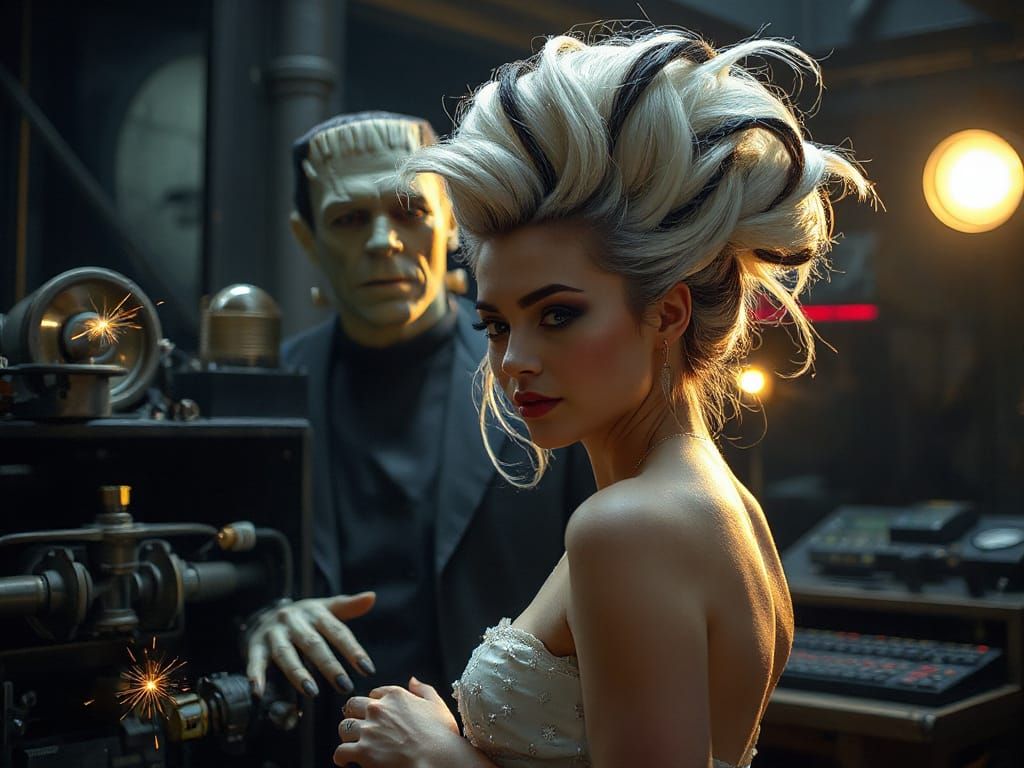 Frankenstein's Creation in a Mad Scientist's Lab