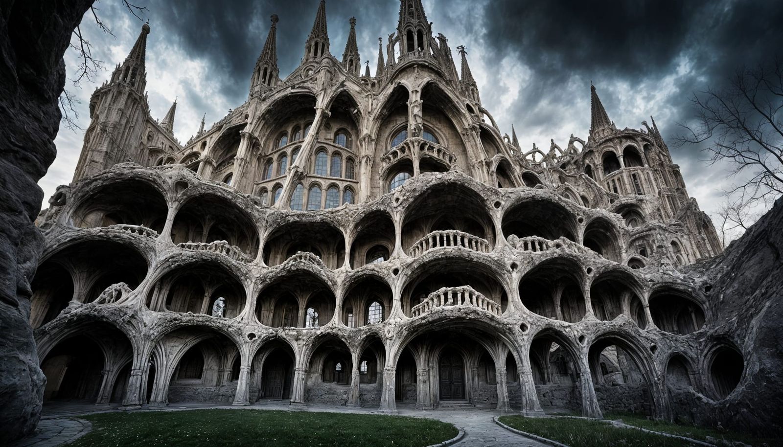 Gothic Surrealism Architecture in Gaudí and Bosch Styles