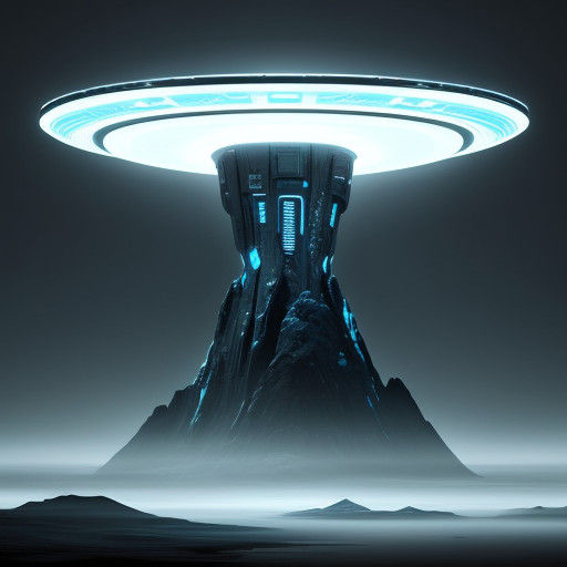 Surreal Futuristic UFO Emerges from the Wasteland in a Cyber...