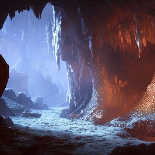 Crystalline Cave: Detailed Fantasy Concept Art