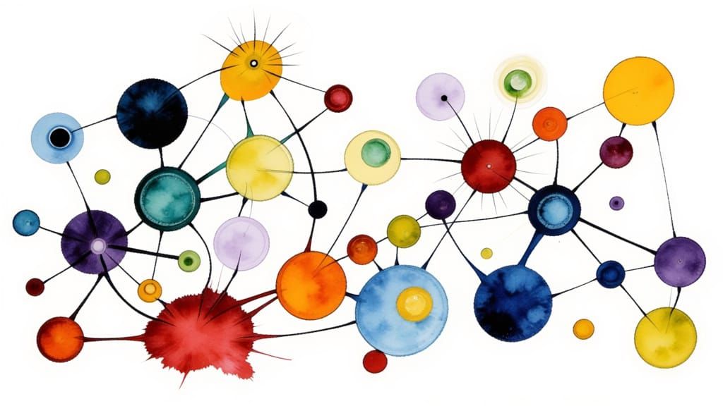 Vibrant Orrery and Abacus with Abstract Artistry