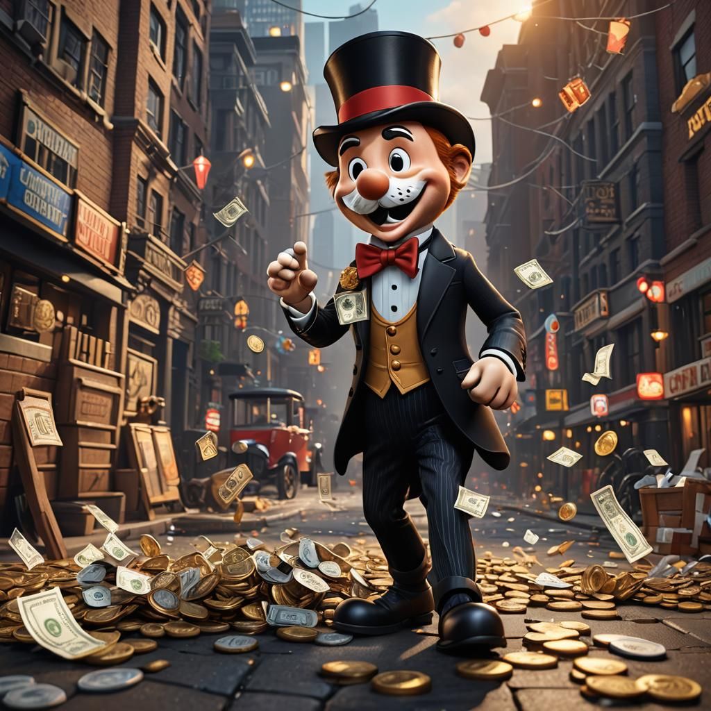 Cinematic 3D Render of Uncle Pennybags