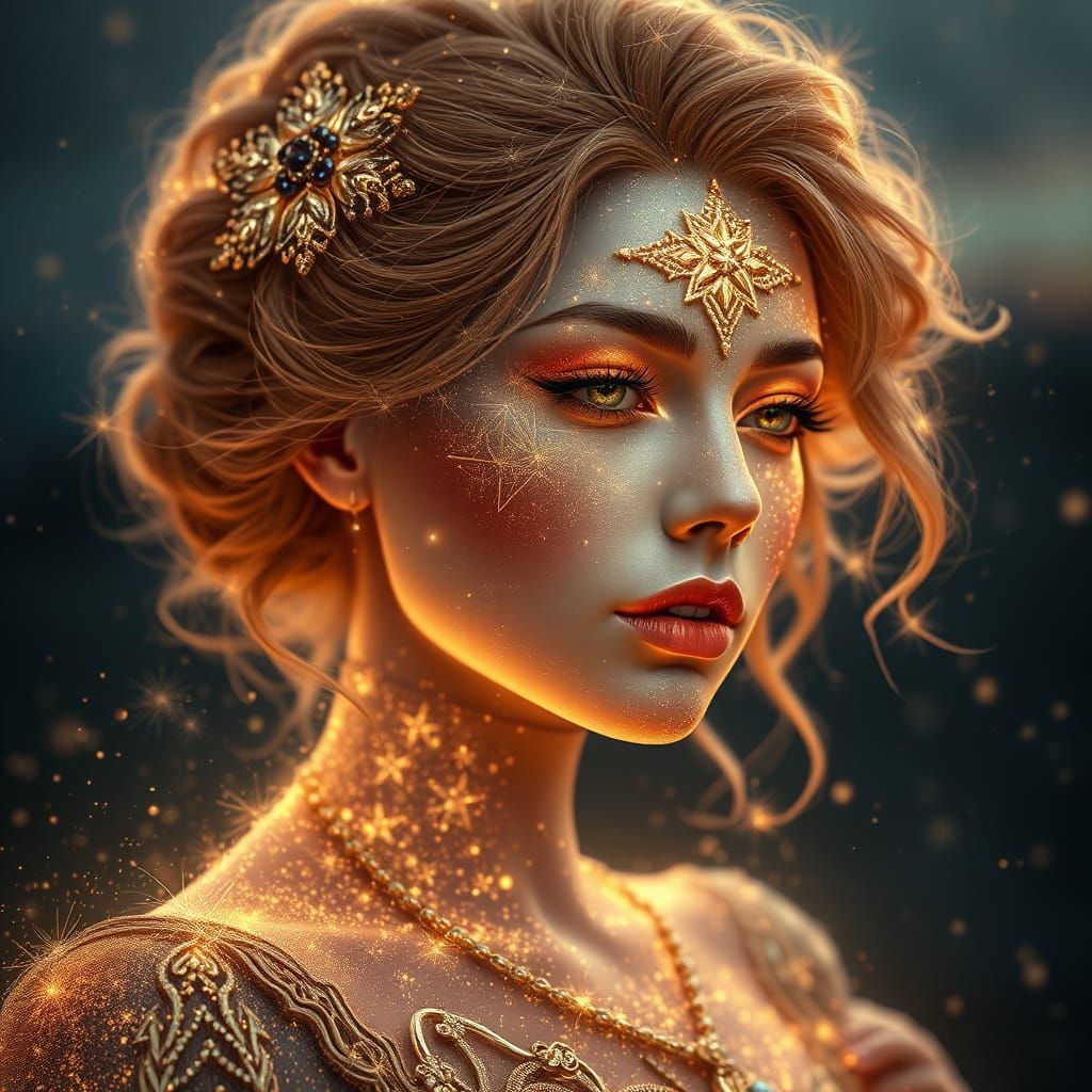 Celestial Goddess Among Starlight