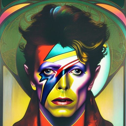 Art Nouveau Portrait with Lightning Face Paint