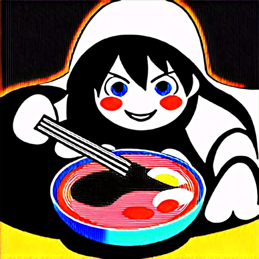 Chubby Boy Enjoying Ramen: Anime Style