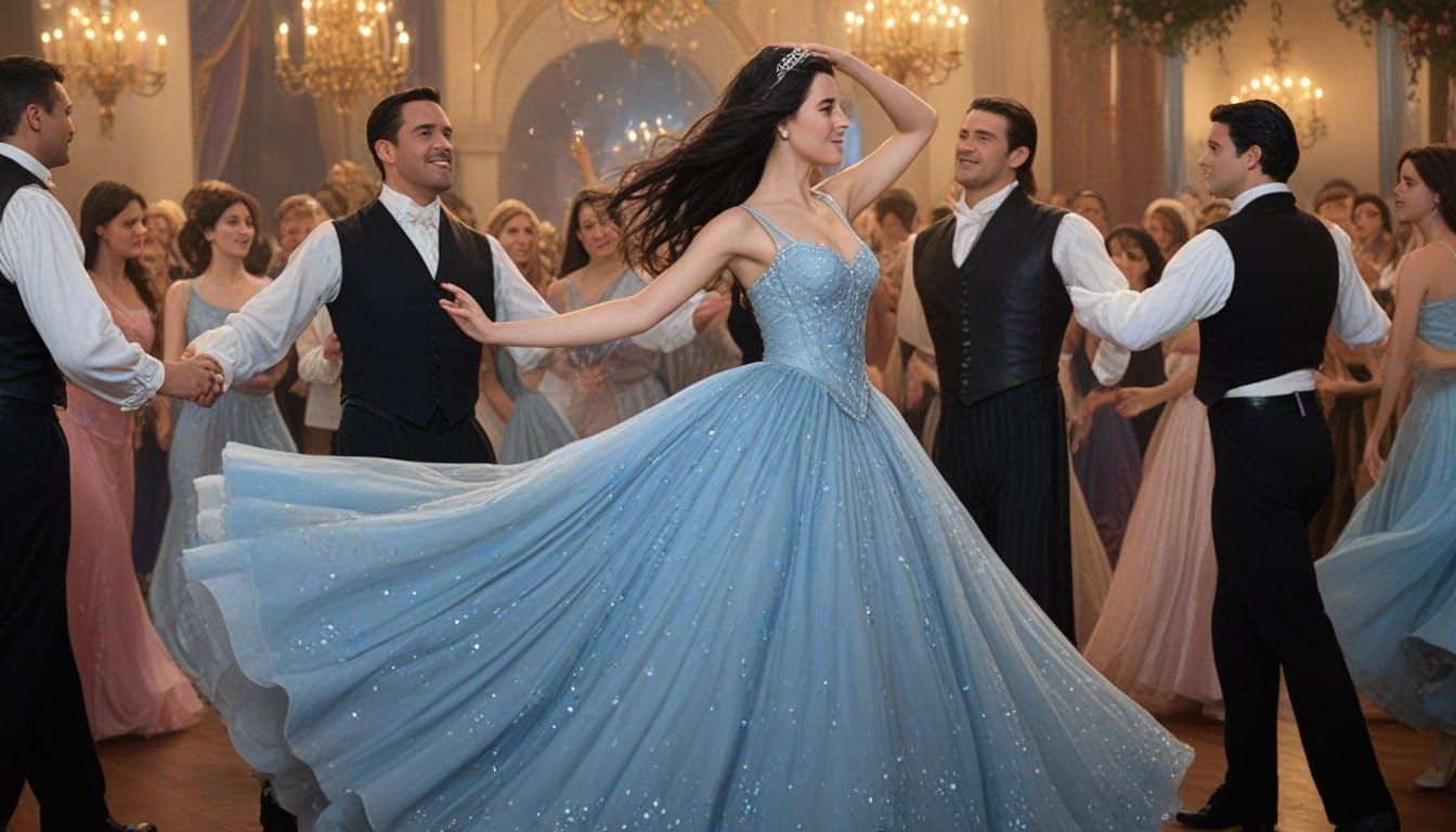 Ethereal Princess Dances at Whimsical Ball in Fantasy Style