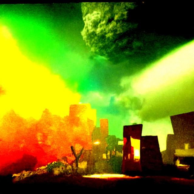 Apocalypse colourful volumetric lighting